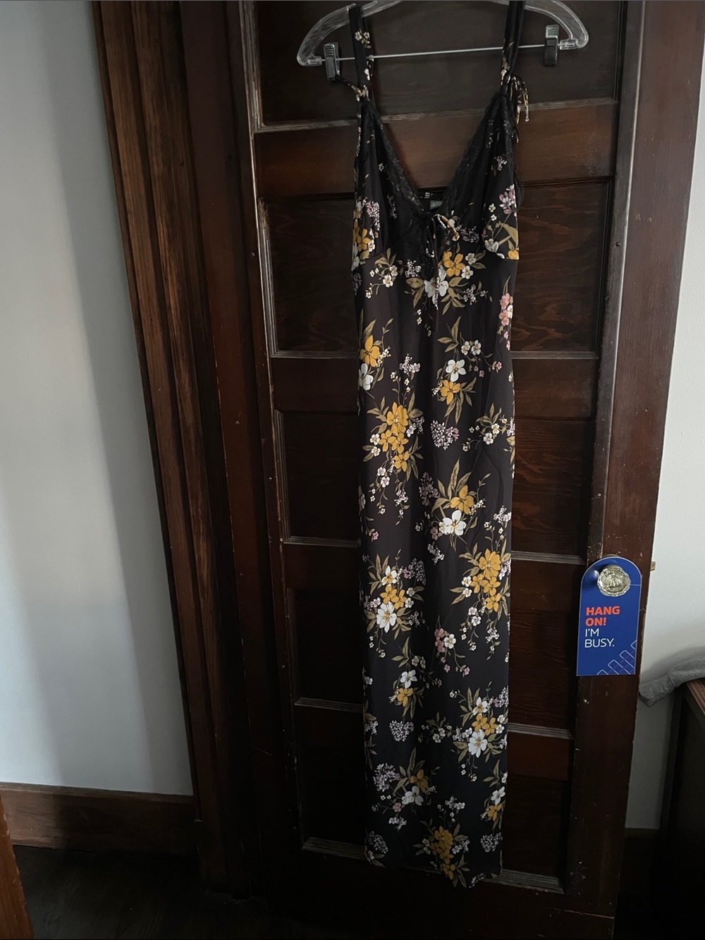 wild fable Black Maxi Dress with Yellow Floral Print